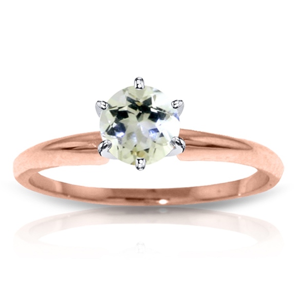 Galaxy Gold Products Jewelry - SOLID GOLD SOLITAIRE RING WITH NATURAL AQUAMARINE